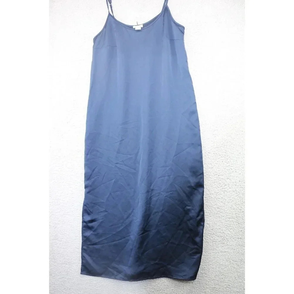 J. Crew Women's Satin Nightgown-Size XXS-Navy Blue Satin